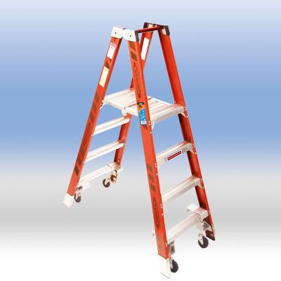 Double Platform Step Ladder (self-locking with wheels)